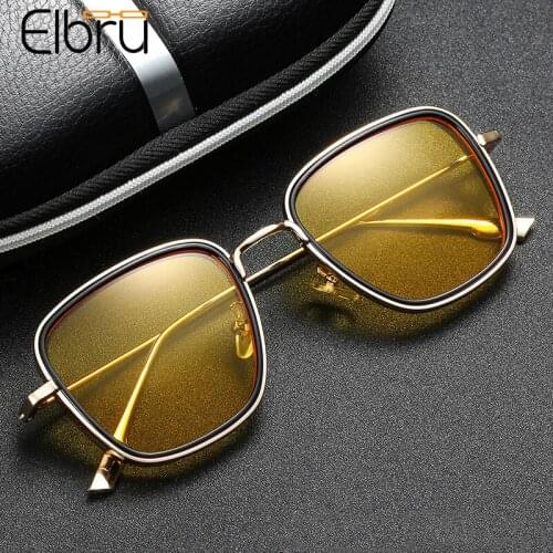 Elbru 2021 Vintage Men Sunglasses Metallic Square Steampunk Sun Glasses Female Sunshades Fashion Colorful Eyewear For Driving