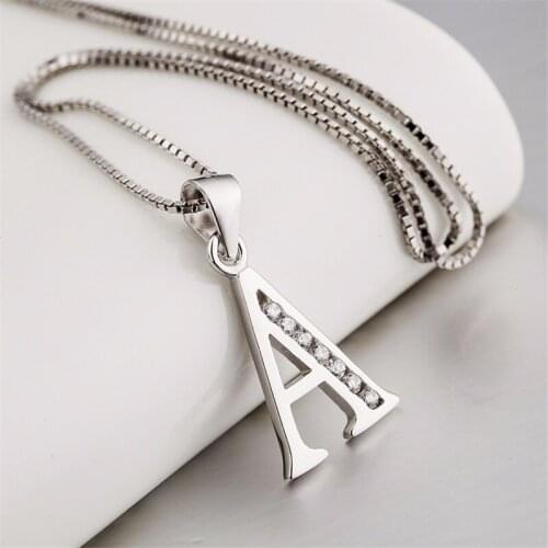 YFN 925 Sterling Silver Initials Letter A Pendants Necklace Alphabet Choker Chain 18Inch For Women Girl Wholesale Drop Shipping