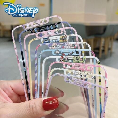Disney Mickey Stitch Minnie Tempered Glass Film For iPhone 12 Pro Max Cartoon Pooh Screen Protector Protective Film For iPhone12