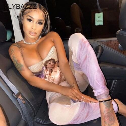 Pattern Printed Strapless Sports Yoga Suits For Womens Jumpsuit Leggings For Fitness Activewear Sports Workout Womens Tracksuit