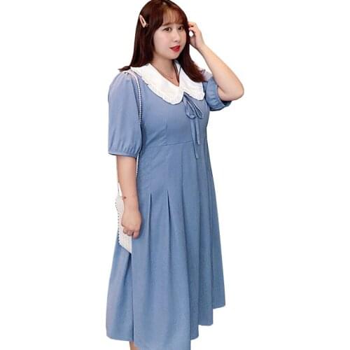 2020 Oversize summer women chiffon dress solid elegant office long dresses plus size 4XL sweet french dress 100kg can worn G1015