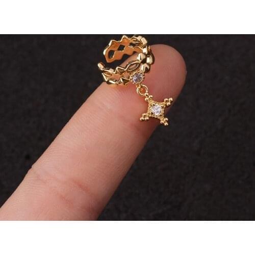 1 PCS Hollow Circle CZ Cross Pendant No Piercing Ear Bone Cuff Clip Earrings Women Men Trendy Geometric Copper Earrings