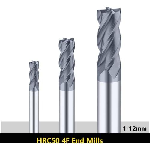 1pcs Solid Carbide End Mills 1mm 6mm 8mm 12mm 4 Flute CNC Cutting Tools Endmills Tungsten Steel Milling Cutter