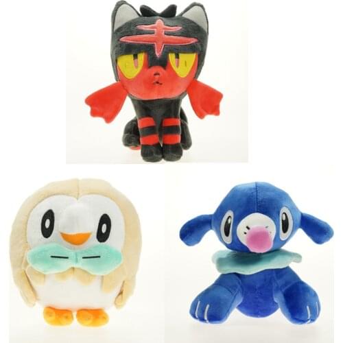 10pcs/lot Wholesale Prices Popplio / Rowlet/litten Plush Toys 18-20cm Soft Stuffed Animal Dolls Christmas Birthday Gifts