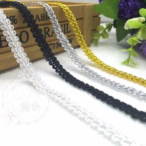 10 Yard/lot lace trim ethnic stage garment accessories manual DIY ribbon material gold silver black lace fabric 0.8cm wide