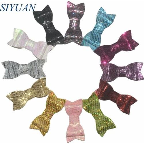 100pcs/lot 2.7*1.1'' Shiny Dot Leather Bow with Alligator Hair Clip Headwear for Girl and Women HDJ130