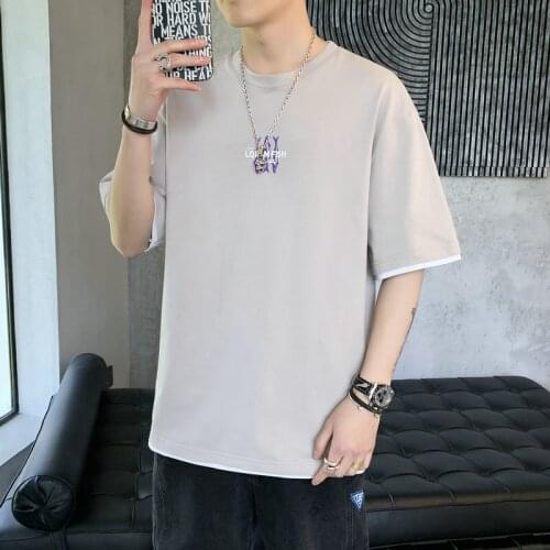 2021 Summer New Korean Simple Solid O-neck Plus Size Loose Men Short-sleeved T-shirt Casual Western Sports Top Free Shipping