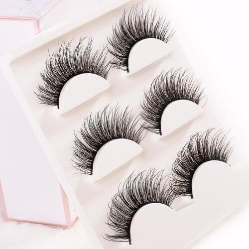 3D Mink False Eyelashes 3 Pairs Of three Dimensional Thick Soft Eyelashes Long Lasting Waterproof Makeup