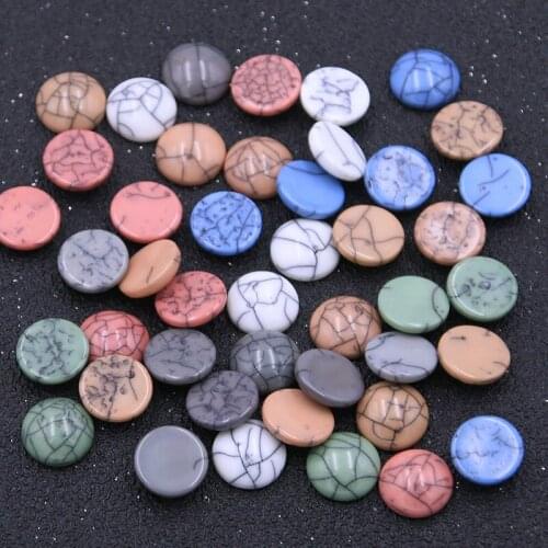 40pcs 12mm 6 Colors New Crack Charm Natural Mineral Wind Capron Flat-Back Resin DIY Jewelry Necklace Earring Accessories