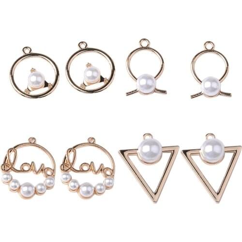 8 Pieces Assorted Alloy Pearl Charms Pendants DIY Necklace Bracelet Earrings Findings DIY Hair Accessories Findings
