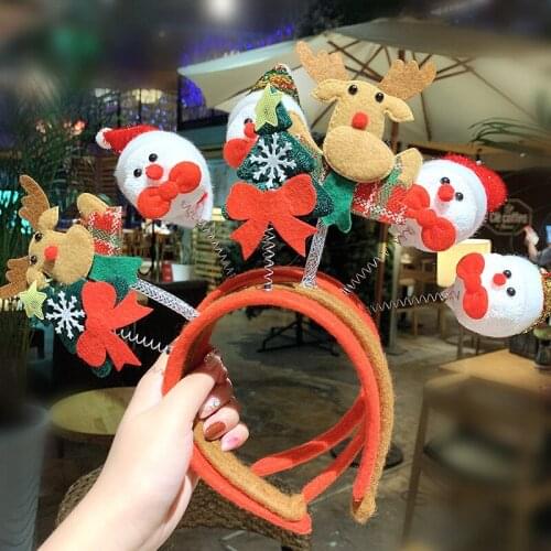 AHB 1pc Christmas Headband Glitter Foam Spring Antlers Hairband Santa Claus Hair Hoop Festival Party Headwear Accessories