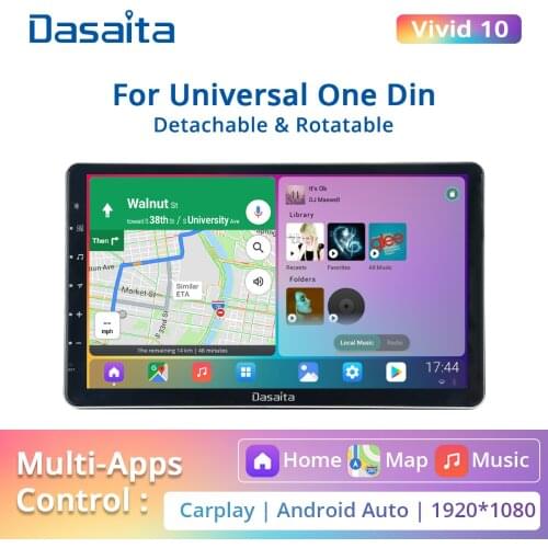Dasaita Vivid 11.6 Single 1 Din Radio Carplay Android Auto Car Stereo Player 1920*1080 IPS Touch Screen Radio GPS Navigation
