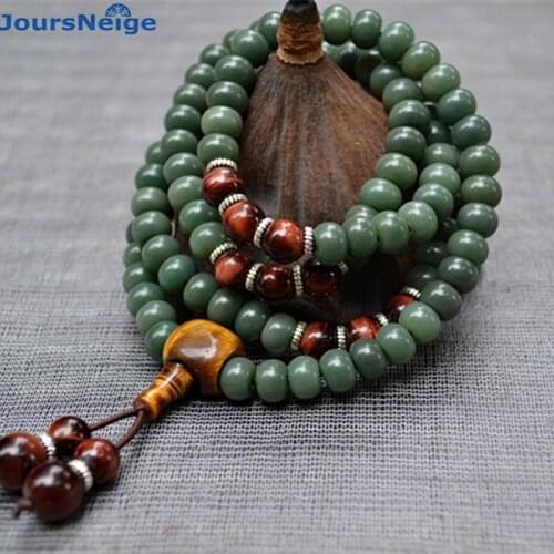 Natural green skin weathering White skin Bodhi Bracelets Necklace Buddha Prayer Mala Tibetan Style Hand String Lucky Jewelry