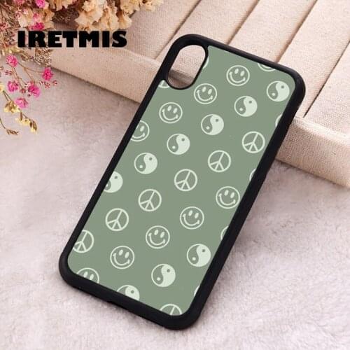 Iretmis 5 5S SE 2020 Phone Cover Case for iPhone 6 6S 7 8 Plus X Xs XR 11 12 Mini Pro Max Rubber Silicone Sage Green Inner Peace