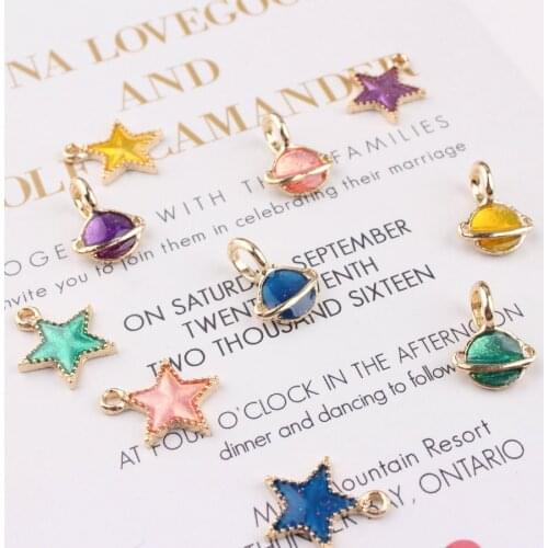 MRHUANG 10pcs/lot Beautiful Star Earth Universe Enamel Charms Pendant Fashion Jewelry Accessories fit Bracelet Necklace