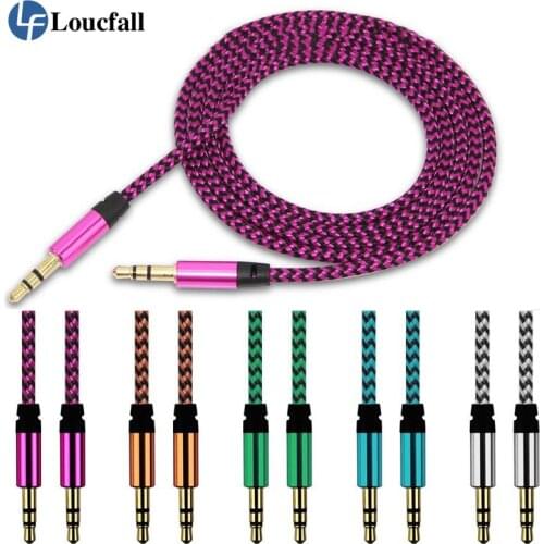 Car Aux Cord 1m Nylon Jack Audio Cable 3.5 mm Aux Cable Male to Male Cloth Audio Aux Cable Gold Plug for iphone speaker
