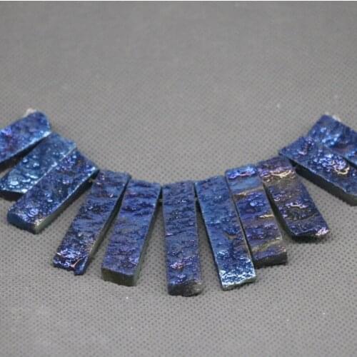 Kindgems, 2Strands Titanium Blue Imperial Stone, Sediment Point Pendant,Top Drilled Nugget Beads Accessories Jewelry Making