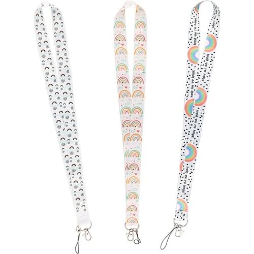 MD600 DMLSKY Cartoon Rainbow Lanyard Strap Necklace for key ID Card Pass Gym Mobile Phone USB badge Weather Pattern Lanyard