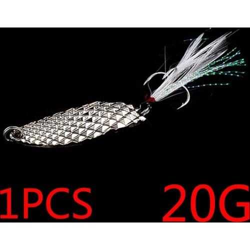 Metal Jig Spoon Spinner Hard Artificial Bait For Fishing Lure/Tackle 7/10/15/20g Sequin Noise Paillette with Feather Treble Hook