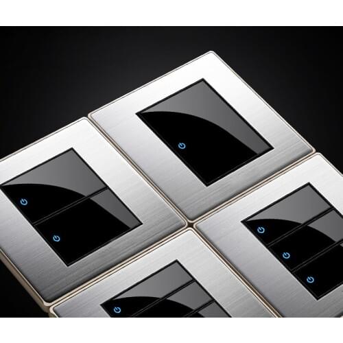 1 2 3 4 Gang 1 2 Way Household Switch Socket type 86 wall with led brushed stainless steel mirror Reset switches 86*86mm