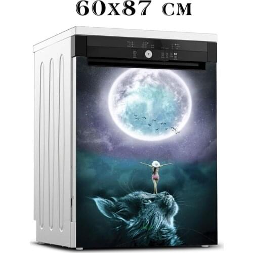 Wholesale 3D Art Fantasy Look Moon Dishwasher Refrigerator Freeze Sticker Art Fridge Door Cover Wallpaper Kitchen Wall Stickers