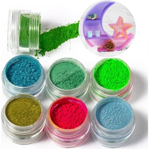 6pcs/set Pearlescent Mica Powder DIY Handmade Epoxy Resin Pearl Pigment Resin Glue Pigment Dye Material Crystal Mold Soap Making