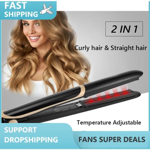 Professional Hair Straightener Irons Ultrasonic Infrared Hair Iron LCD Display Hairs Flat Iron Board Recover Damaged Hair Irons