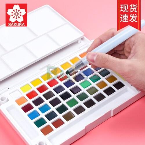 SAKURA Solid Watercolor 24 36Color Professional Watercolor Pigment Set,Transparent Pearlescent Pigment,Beginner Portable Gouache