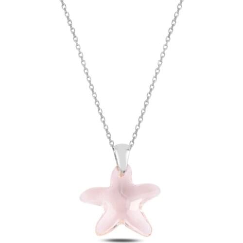 Silver 925 Sterling Crystal Starfish Necklace