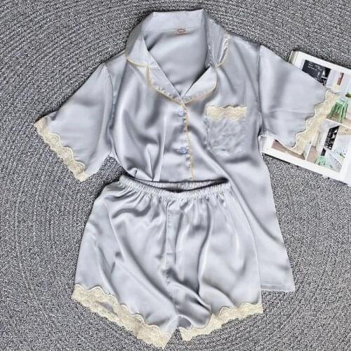 XEJ Silk Pajamas for Women Pyjamas for Women Sleepwear Home Clothes for Women Homewear Pajamas with Shorts Pajamas Women Summer