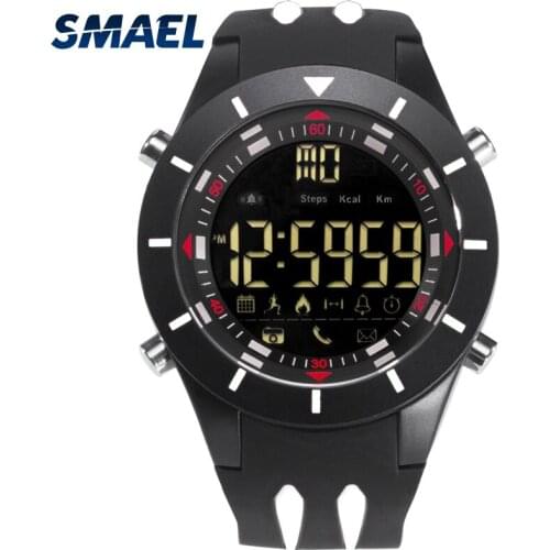 SMAEL Digital Wristwatches Waterproof Big Dial LED Display Stopwatch Sport Outdoor Black Clock Shock LED Watch Silicone Men 8002