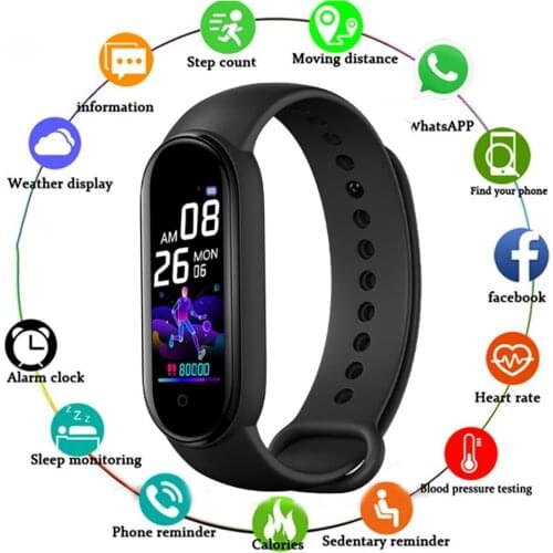 2021 M5 Smart Watch Sport Waterproof Watches Men Women Fitness Tracker Pedometer Bracelet Heart Rate Monitor SmartBand