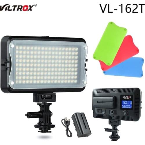 Viltrox VL-162T Camera LED Video Studio Light LCD Panel 3300K-5600K Bi-Color Dimmable for Canon Nikon Sony DSLR，+Battery+Charger