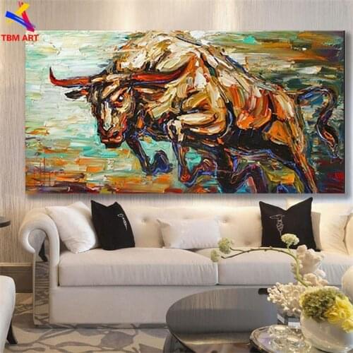 Textured Cow Picture Hand painted Modern Abstract Oil Painting on Canvas for Living Room Wall Art Home Decoration Gift SL034