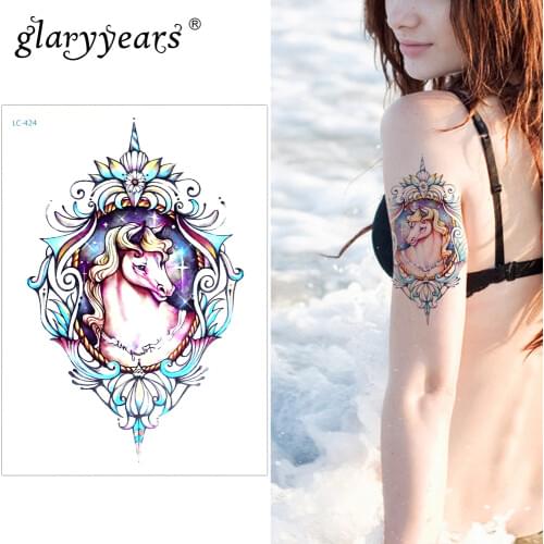 Glaryyears A Little Big Arm Temporary Tattoo Sticker Horse Fake Tatoo Sleeve Flash Tatto Waterproof Body Art Men Women LC-424