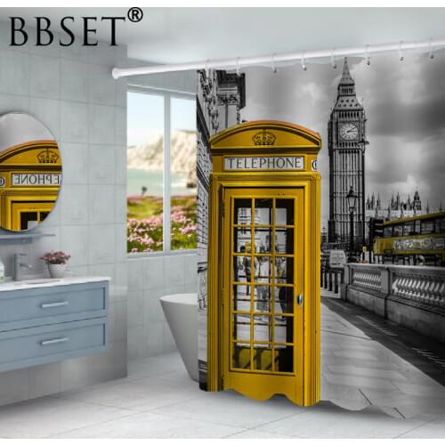 World Famous Attractions Shower Curtain Polyester Bath Curtain for Bathroom Decor Waterproof Multi-size Printed Cortina De Bano