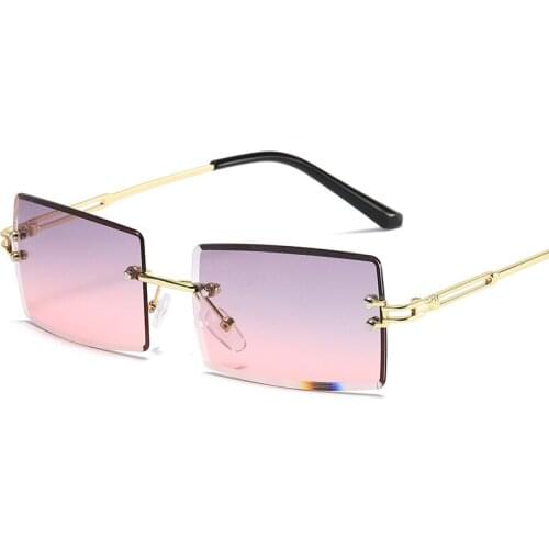 2021 Retro Sunglasses Women Brand Designer Fashion Rimless Gradient Sun Glasses Shades Cutting Lens Ladies Frameless Eyeglasses