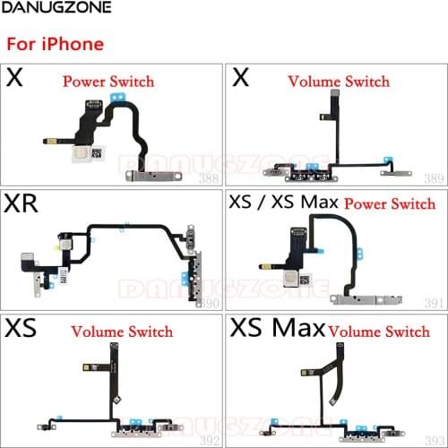 10PCS/Lot Original For iPhone X XR XS Max XSMax Power Button Switch & Volume Up / Down On / Off Button Flex Cable
