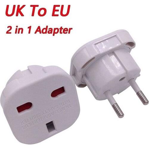 2pcs/lot Adaptor Plug Adapter Plug 2 Pin Home Travel UK To EU Euro Europe European