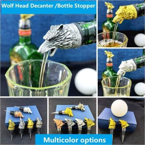 2 Styles of Wolf Head Wine Mouth Deer Head Wine Guide Pour Wine Stopper Zinc Alloy Wine Stopper Bartender Tool Wine Accessories