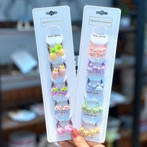 20pcs/bag Cute Animal Fruit Flower Mini Hair Ties Rope Ring Ponytail Pigtail Holder Little Girls Kids Children Hair Accessories