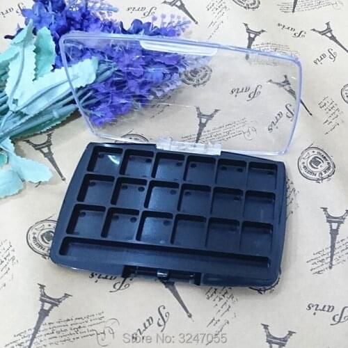 30pcs/lot New Arrival Square 18grids Black Eyeshadow Powder Case, DIY Plastic Palettes, Cosmetic Blusher Compacts, Lipstick Box