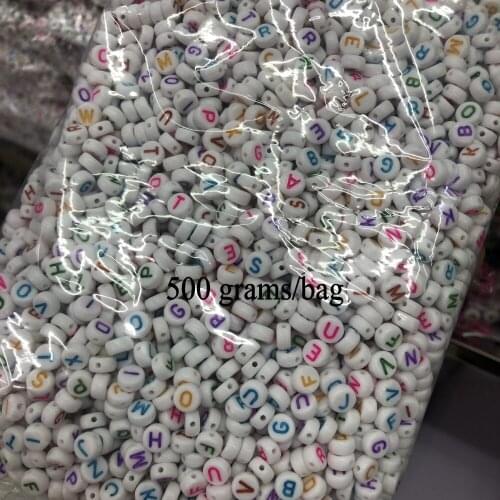 4x7 mm loose mixed colorful letter beads for diy crafts 500 grams per bag