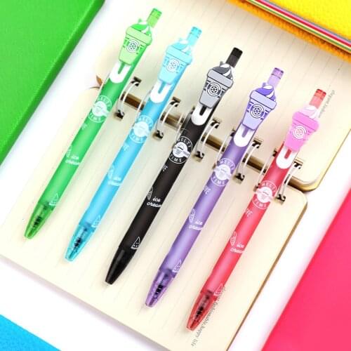 5Pcs/lot Creative Ice-cream Gel Pen 0.5mm Quick Dry Black Ink Fine Line Tip Click Gel Pens for Writing School Supplies Student