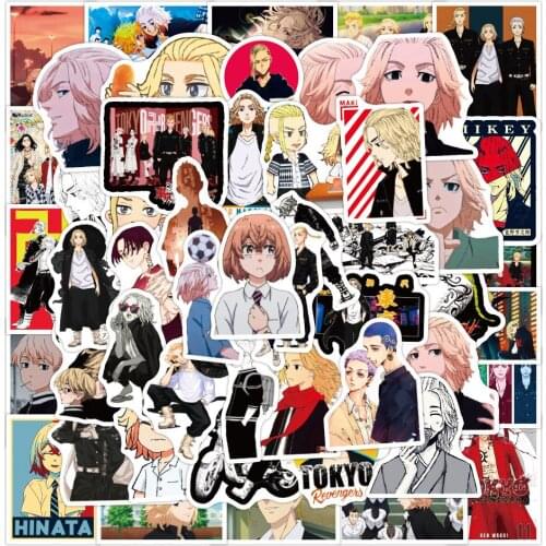 50PCS Tokyo Revengers Cosplay Stickers Graffiti For Laptop Luggage Bike Car Skateboard Guitar Waterproof Decal Toys