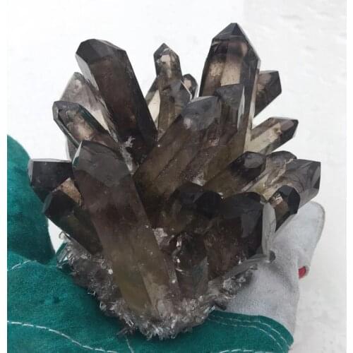 500-600g Rare Beatiful natural tea color Tibetan Ghost phantom Quartz Crystal Cluster Specimen