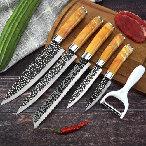 6Pcs/set Stainless Steel Slicing Knife Boning Knife Kitchen Chef Knives Meat Cleaver Fruit Peeler Kitchen Tools
