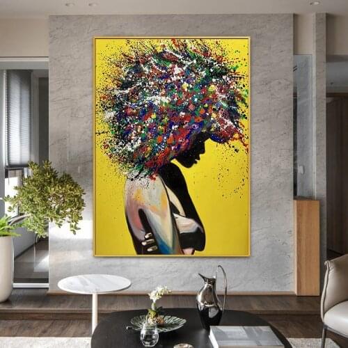 Abstract Graffiti Art African Girl Wall Art Canvas Painting Posters and Prints Street Art Wall Pictures Living Room Home Decor