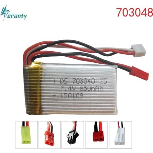7.4V 850mAH 703048 Lipo Battery For Udi U829A U829X MJXRC X600 HQ 907remote control Li-po battery 7.4 V 850 mAH 20C JST SM plug