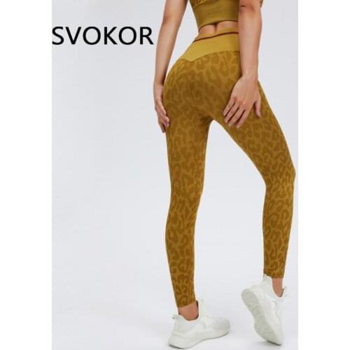 SVOKOR Seamless Leopard Leggings Women Print Booty Lifting Leggins Push Up Mujer Exercise Activewear Bubble Butt Pants Training